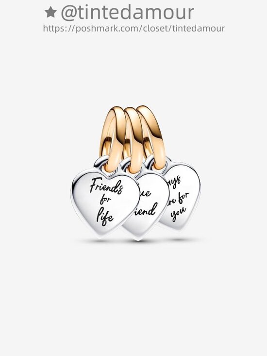 Pandora Two-tone Splittable Friendship Triple Dangle Charm|Two-tone - Picture 1 of 2